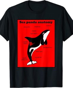 Funny Orca Sea Panda Anatomy Black Red Designer T-Shirt