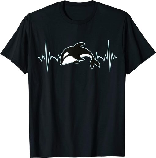 Funny Pun Orca Whale Heartbeat ECG Design T-Shirt