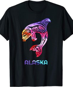 Colorful Alaska PNW Native American Indian Orca Killer Whale T-Shirt