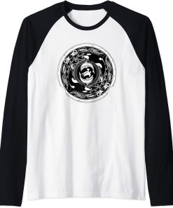 Orcas Dolphins and Sea Turtle with Freediver Raglan Baseball Tee
