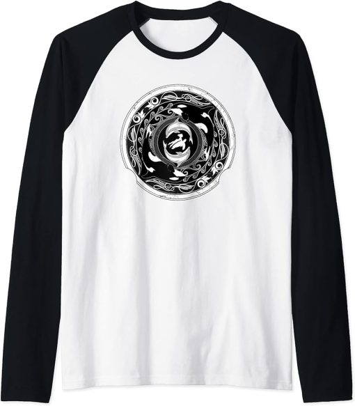 Orcas Dolphins and Sea Turtle with Freediver Raglan Baseball Tee