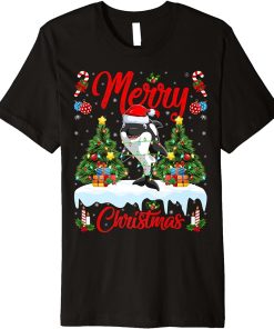 Orca Fish Lights Xmas Tree Santa Orca Christmas Premium T-Shirt