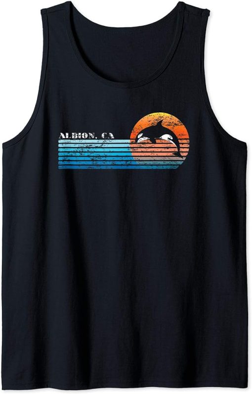 Vintage Albion, CA Retro 80s Orca Sunset Tank Top