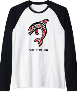 Shelton, Washington Native American Orca Killer Whales Gift Raglan Baseball Tee