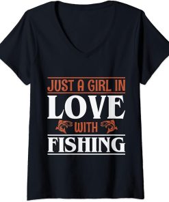 Womens Fishing Rods Lovers | Funny Fishing Sayings | Funny Fishing V-Neck T-Shirt