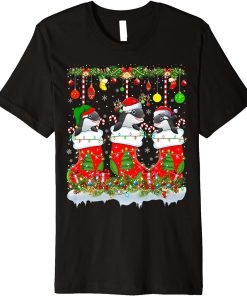 Funny Orca In Xmas Socks Lights Orca Christmas Premium T-Shirt