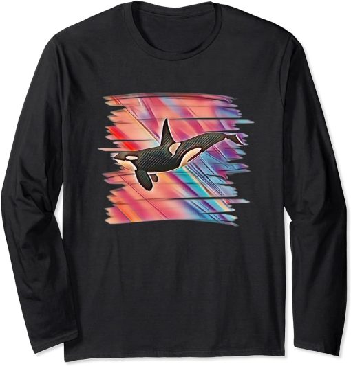 Orca Motif Whale Ocean Predator Design Orcas Long Sleeve T-Shirt