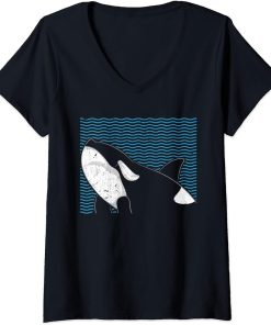 Womens Whale Lover Ocean Animal Orca Killer Whale V-Neck T-Shirt